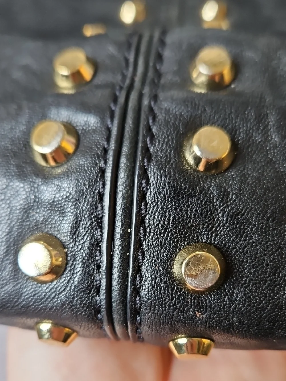 Michael Kors Uptown Astor Black Leather Studded Shoulder Bag